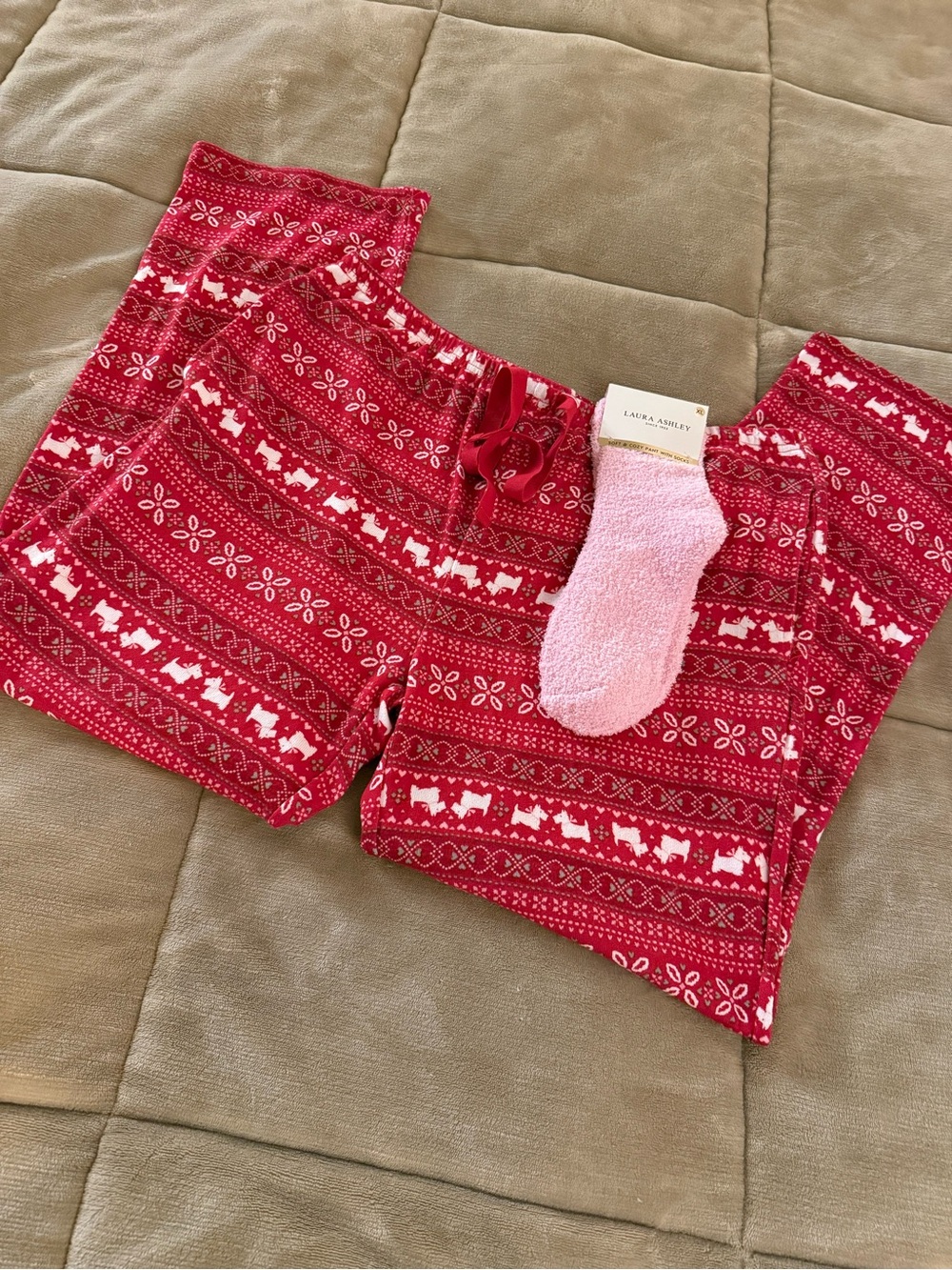 Laura Ashley Red Scottie Dog Print Pajama Bottoms
